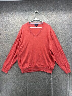 Brooks Brothers Sweater Mens XL Red Supima Cotton V Neck Lightweight Knit